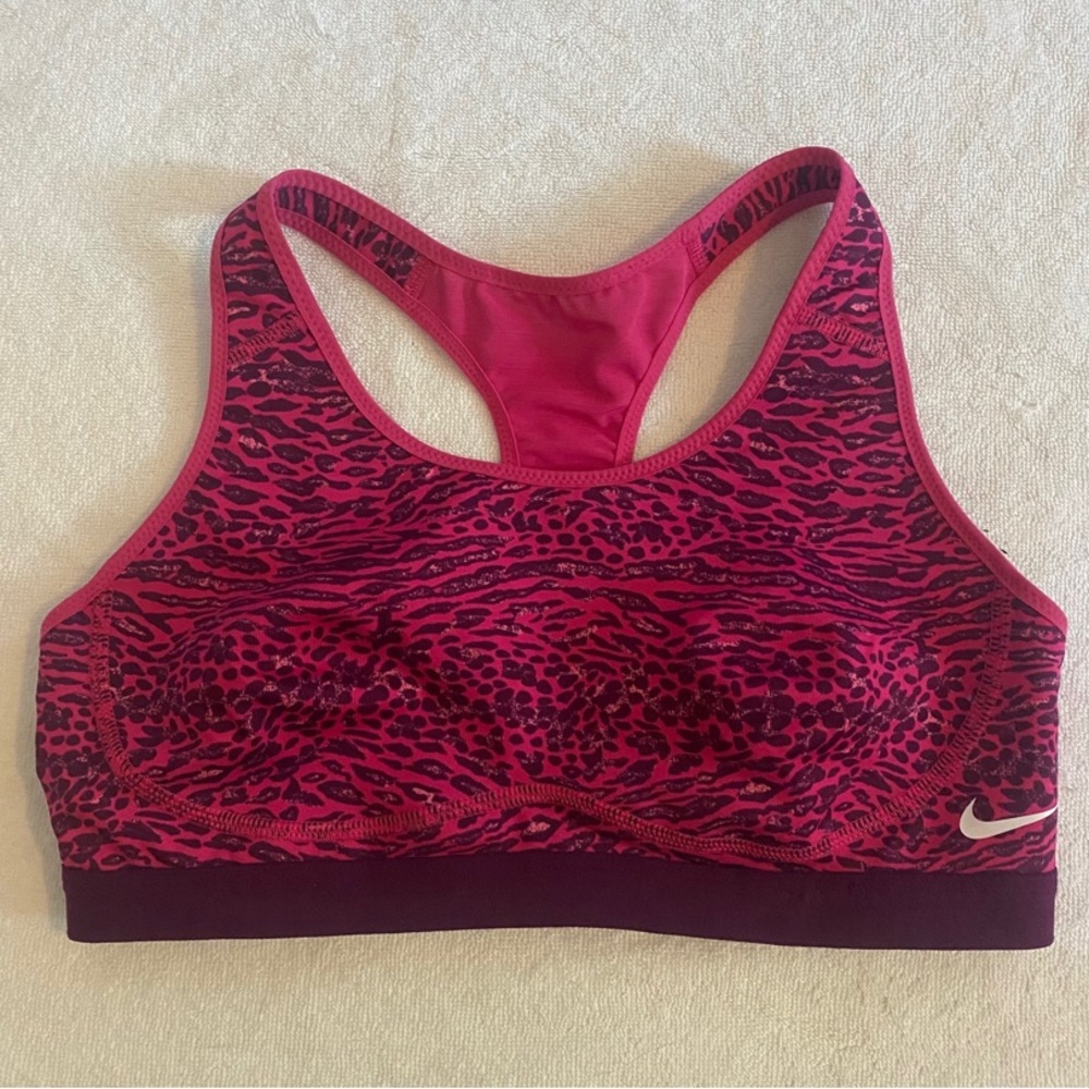 GUC Nike Dri-Fit Sports Bra, Cheetah Print, Pink & Purple, Size Medium
